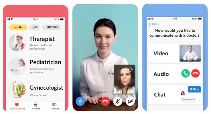 Telehealth feature in a remote patient monitoring app