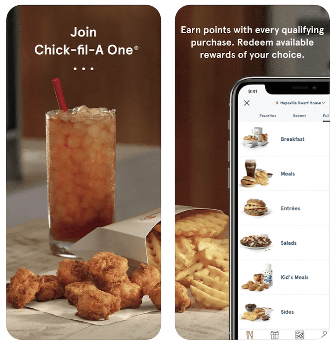 mobile ordering app example Chick-fil-A - set 1