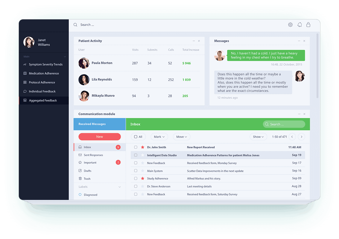 information management with a dashboard web app