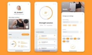 fitness app concept described by screenshots of a workout app