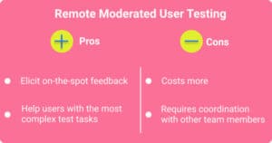 pros and cons of remote moderated user testing