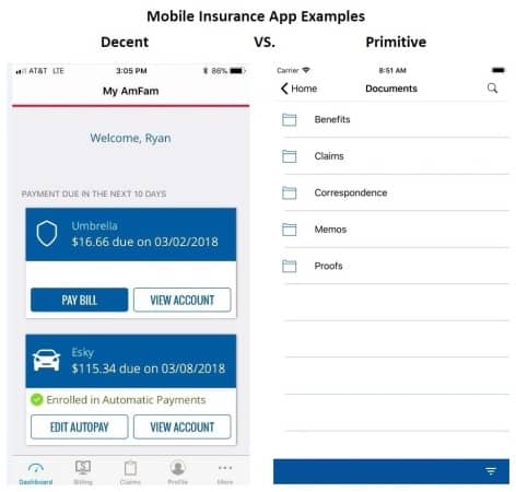 decent vs primitive mobile insurance app example
