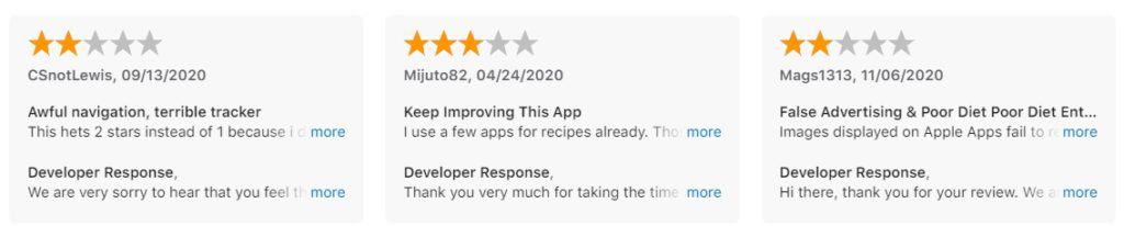 diet app negative reviews