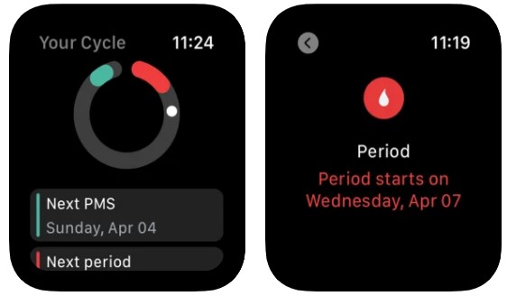 period tracking app Apple Watch