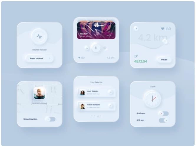 skeumorphic design example in health app UI elements