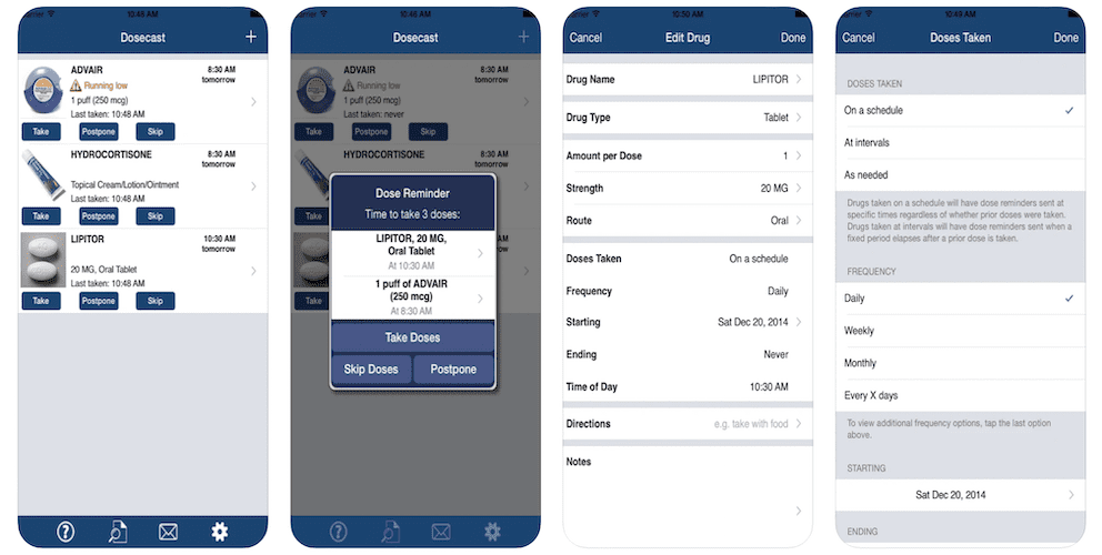 dosecast example of pill tracking app