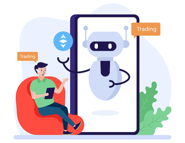 concept of mobile crypto trading bot