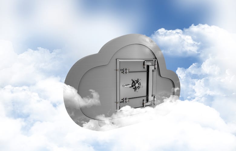 3D render of a concept of online storage in the clouds