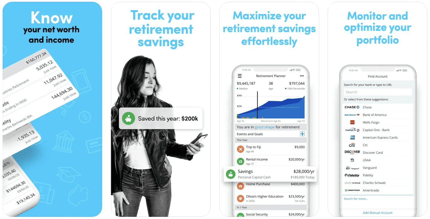 personal capital robo advisor mobile app screenshots