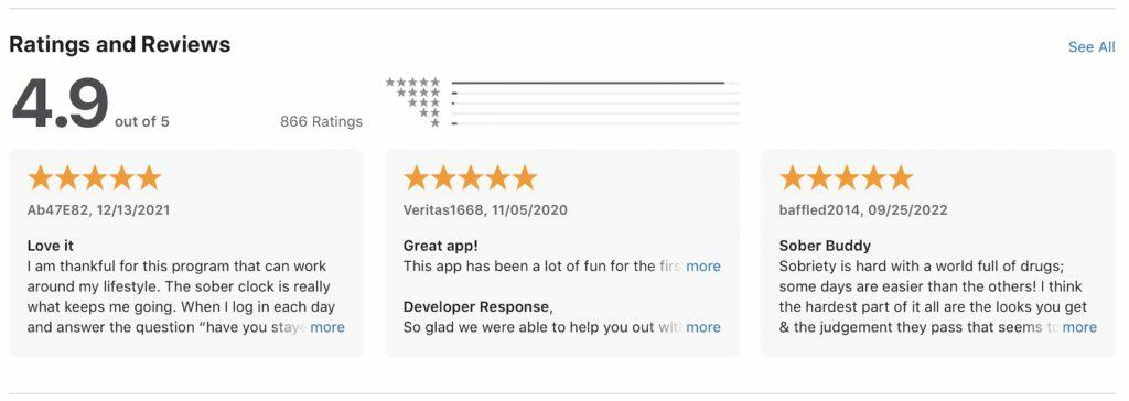 positive app store reviews for a redesigned app
