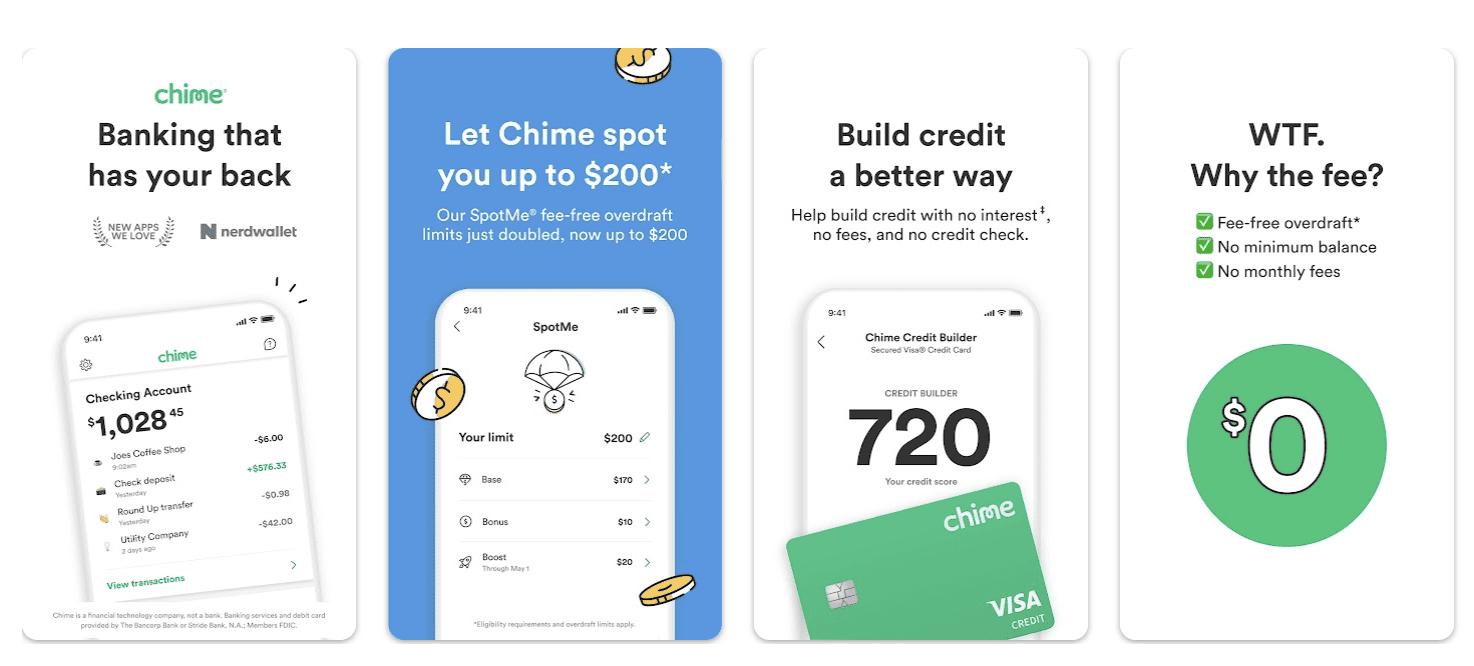 fintech startup example Chime neobanking app