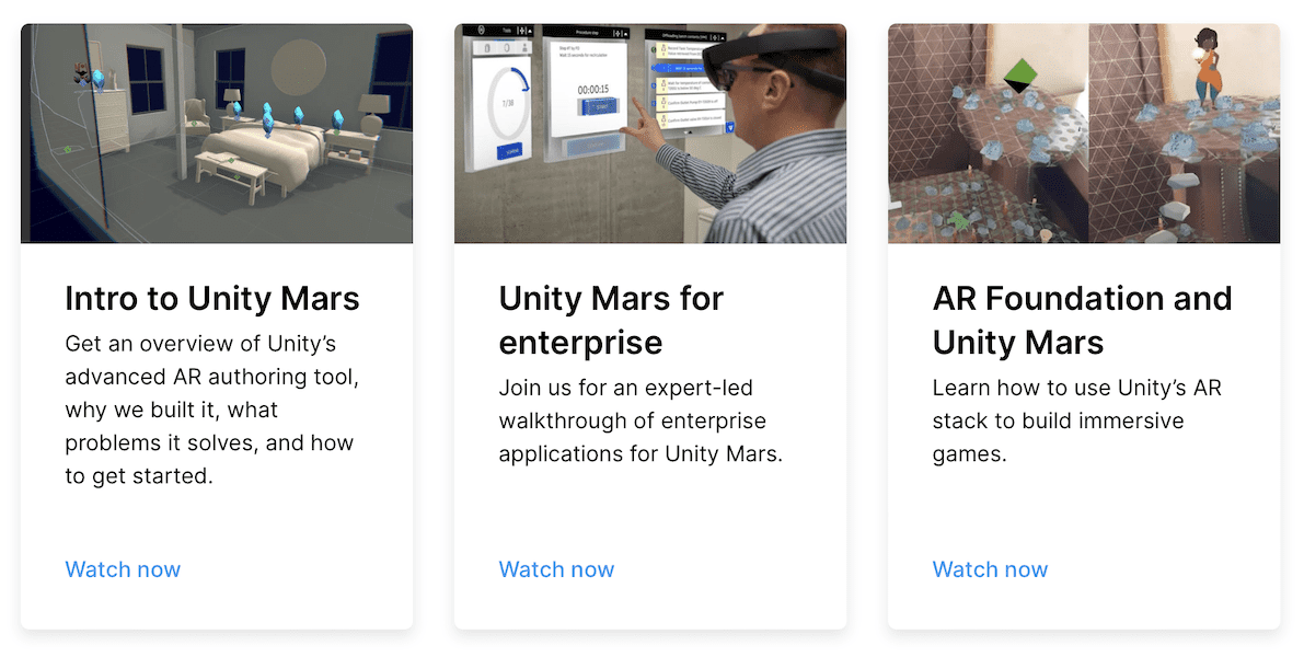 Unity MARS platform for AR development