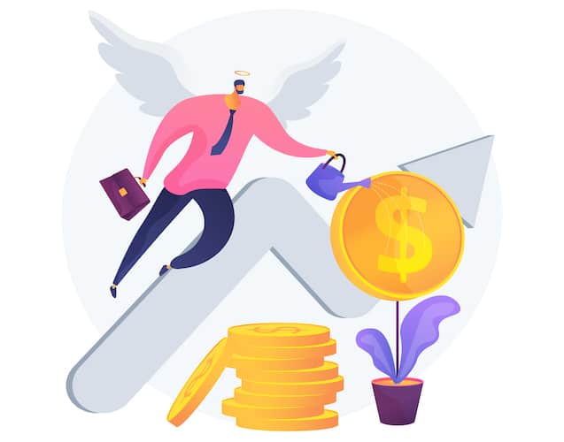 Angel investor abstract concept vector illustration. Startup financial support, business startup professional advice help, fundraising, online crowdfunding, investment capital abstract metaphor.
