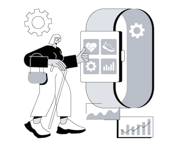 Smartwatch health care abstract concept vector illustration. Smartwatch body monitor, health tracker, healthcare software, activity tracking, wearable technology, accessories abstract metaphor.
