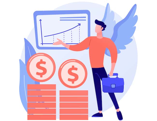 Angel investor abstract concept vector illustration. Startup financial support, business startup professional advice help, fundraising, online crowdfunding, investment capital abstract metaphor.