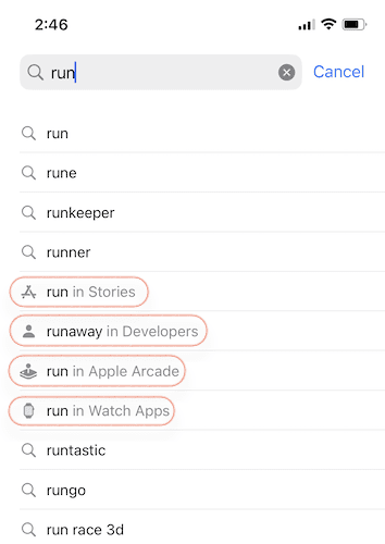 ASO keyword suggestions in App Store Search
