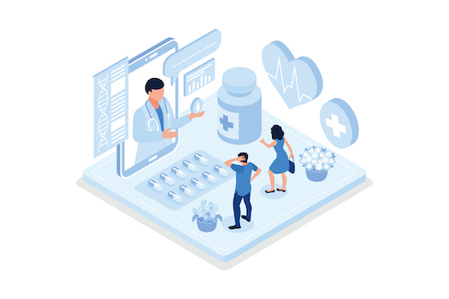 Doctor online concept with character. Can use for web banner, infographics, hero images, isometric flat vector modern illustration