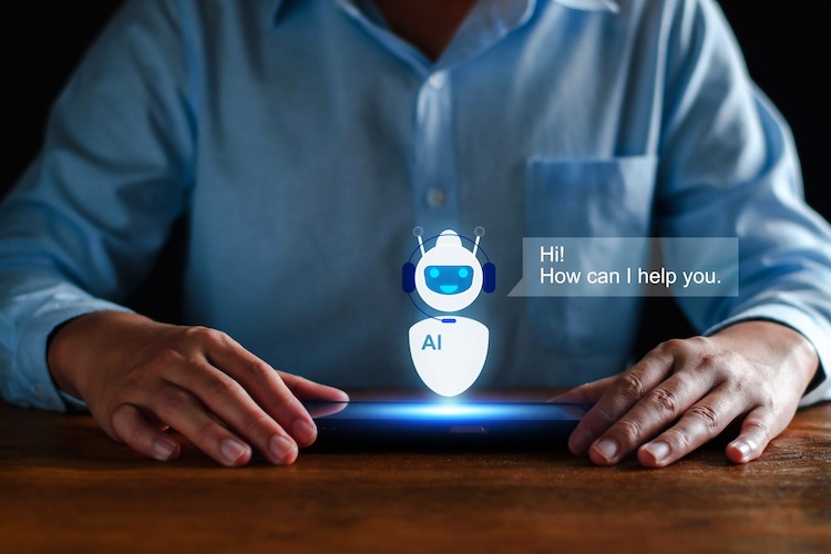 AI Chatbot intelligent digital business service application concept, computer mobile application uses artificial intelligence chatbots automatically respond online messages to help customers instantly