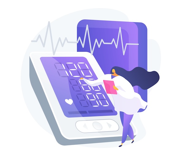Blood pressure screening abstract concept vector illustration. Pharmacy screening facility, blood pressure self-check, clinical examination, health care service, testing program abstract metaphor.