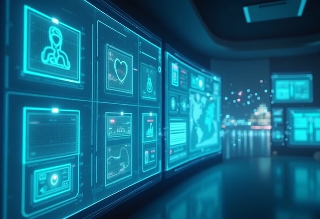 futuristic hospital dashboard or control center