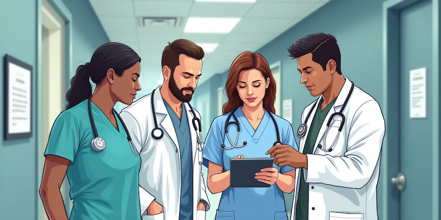 engaged clinicians checking patient records