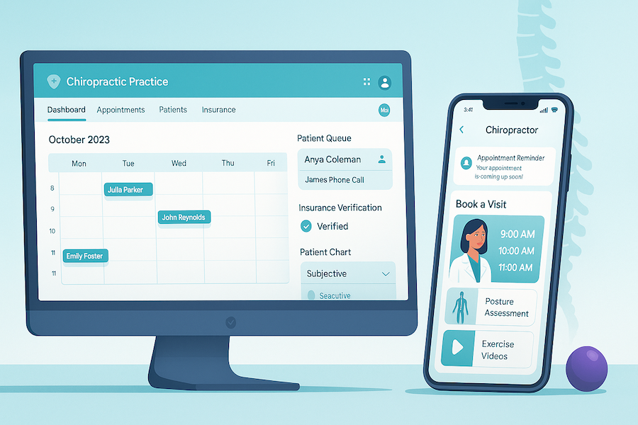 chiropractor app interface mockup
