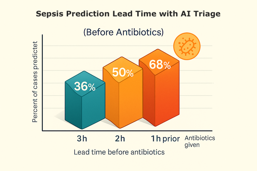 sepsis prediction lead time with AI triage