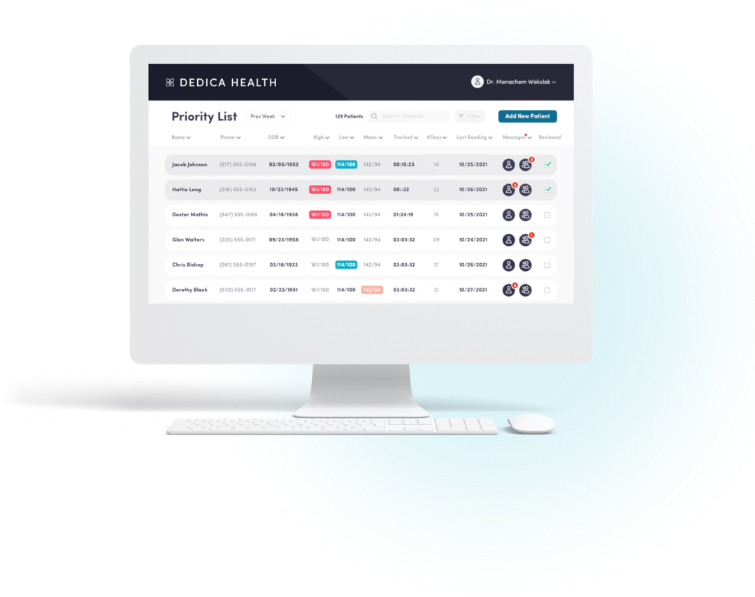 Dedica Health dashboard — healthcare software development company project